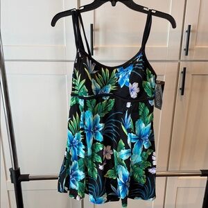 Beautiful Tropical Floral One-Piece Swimsuit/ swim dress